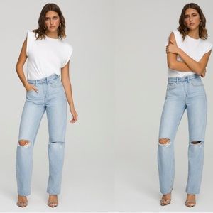 NWT Good American Good 90’s Ripped High Waist Relaxed Jeans